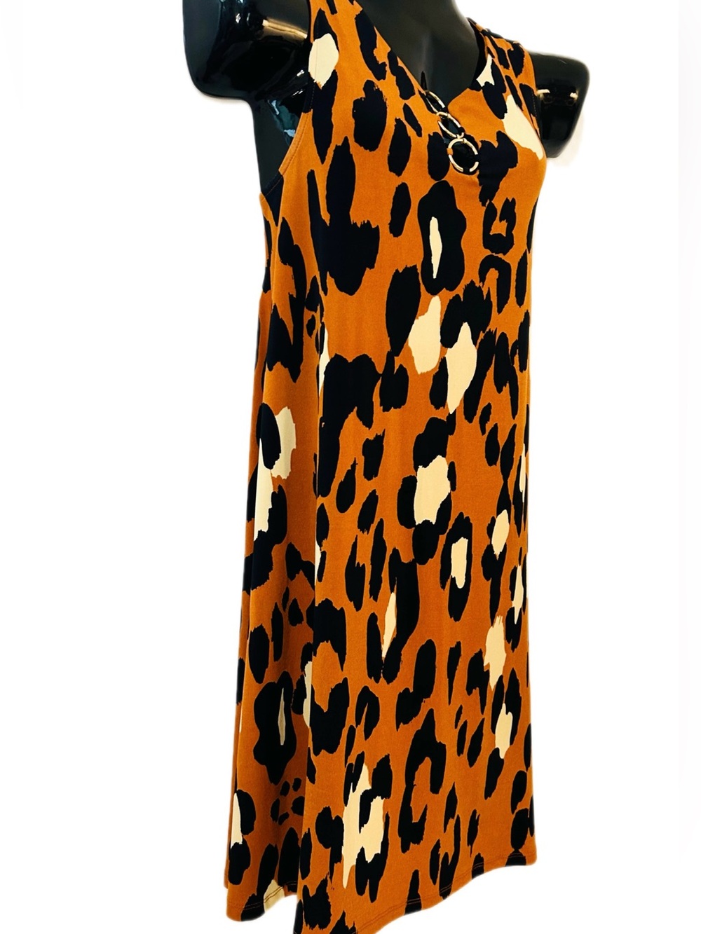 MSK Orange, Black & Cream Animal Print Sleeveless Top with Ring Detail - Picture 3 of 14
